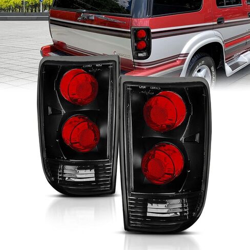 AmeriLite for 1995-2005 Chevy Blazer GMC Jimmy S-10 S-15 Dark Black Euro Tail Lights Aftermarket Brake Lamps Pair - Passenger and Driver Side in Saudi Arabia