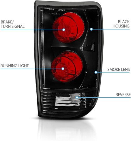 AmeriLite for 1995-2005 Chevy Blazer GMC Jimmy S-10 S-15 Dark Black Euro Tail Lights Aftermarket Brake Lamps Pair - Passenger and Driver Side in Saudi Arabia