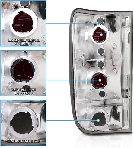 AmeriLite for 1995-2005 Chevy Blazer GMC Jimmy S-10 S-15 Dark Black Euro Tail Lights Aftermarket Brake Lamps Pair - Passenger and Driver Side in Saudi Arabia