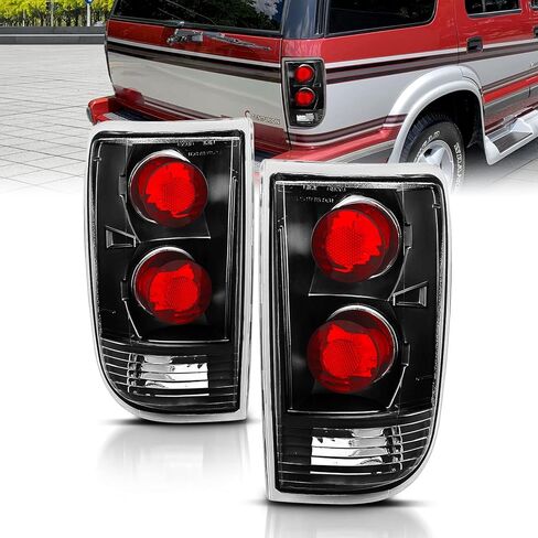 AmeriLite for 1995-2005 Chevy Blazer GMC Jimmy S-10 S-15 Dark Black Euro Tail Lights Aftermarket Brake Lamps Pair - Passenger and Driver Side in Saudi Arabia
