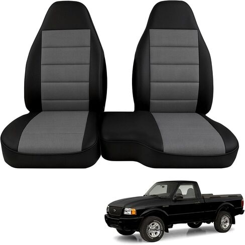 2Pcs Custom-Fit Front Seat Covers for Ford Ranger Pickup 2004-2012, 60/40 High Back Knitted and Stretch Fabric Seat Cover, High Elastic Lining and Breathable Cushion in Kuwait