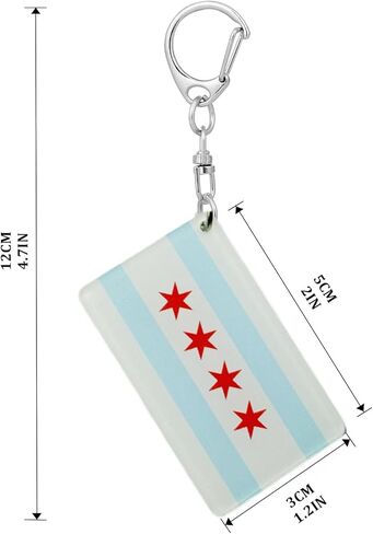 Chicago Flag Keychain - Double Sided Acrylic D Shape Chains Chicagoan Flags Key Chains Men and Women Style Car Key chain Gifts Decoration (3 Pcs) in Kuwait