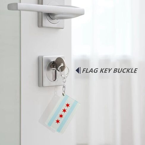Chicago Flag Keychain - Double Sided Acrylic D Shape Chains Chicagoan Flags Key Chains Men and Women Style Car Key chain Gifts Decoration (3 Pcs) in Kuwait