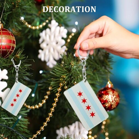 Chicago Flag Keychain - Double Sided Acrylic D Shape Chains Chicagoan Flags Key Chains Men and Women Style Car Key chain Gifts Decoration (3 Pcs) in Kuwait