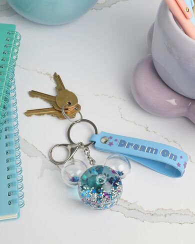 SALLY ROSE Mickey Mouse Liquid Keychain – Official Disney Head-Shaped Bag Charm with Wristlet Strap for Backpacks & Purses in Saudi Arabia