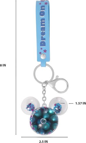 SALLY ROSE Mickey Mouse Liquid Keychain – Official Disney Head-Shaped Bag Charm with Wristlet Strap for Backpacks & Purses in Saudi Arabia