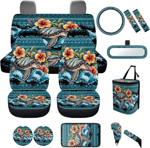 Purple Butterfly Car Seat Covers Full Set of 14 Pcs,Butterfly Vehicle Interior Seat Mat Cover with Steering Wheel Car Trash Can Seat Belt Pad Butterflies Car Accessories for Women Gifts in Saudi Arabia