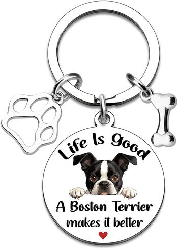 Boston Terrier Gifts for Women Men Boston Terrier Keychain Dog Mom Dog Dad Keychain Mother’s Day Valentine's Day Birthday Gift for Pet Owners Christmas Dogs Stocking Stuffers for Girls Boys in Kuwait