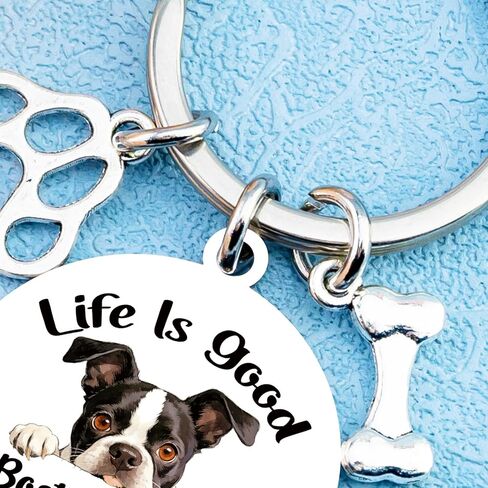 Boston Terrier Gifts for Women Men Boston Terrier Keychain Dog Mom Dog Dad Keychain Mother’s Day Valentine's Day Birthday Gift for Pet Owners Christmas Dogs Stocking Stuffers for Girls Boys in Kuwait