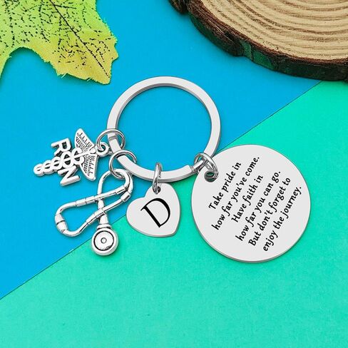 Initial Letter Keychain Registered Nurse Gifts Nursing Student Graduation Gifts Future Nurse Gift Encouragement Gift in Saudi Arabia