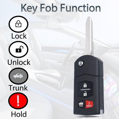 Flip Key Fob Replacement Remote Key Fit for 2010 2011 2012 2013 Mazda 3 Sedan 6 MX5 Miata 2010 2011 2012 2013 Keyless Entry Remote Control (BGBX1T478SKE125-01 BBM4-67-5RY) 4 Button in Saudi Arabia