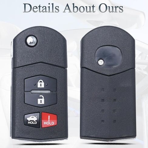 Flip Key Fob Replacement Remote Key Fit for 2010 2011 2012 2013 Mazda 3 Sedan 6 MX5 Miata 2010 2011 2012 2013 Keyless Entry Remote Control (BGBX1T478SKE125-01 BBM4-67-5RY) 4 Button in Saudi Arabia