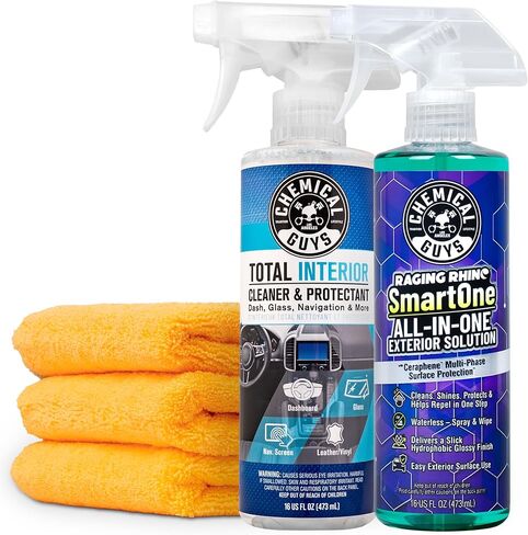 Chemical Guys Raging Rhino Waterless Car Wash, Quick Detailer & Spray Protectant, No Rinse Exterior Cleaning Solution for Paint, Glass, Wheels, Plastic & Chrome (Spray, Wipe, Shine & Protect) 20 Fl Oz in Kuwait