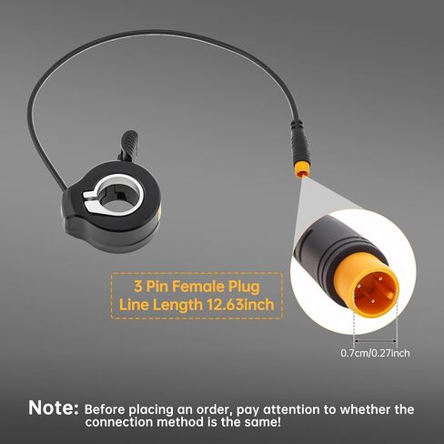 130X Thumb Throttle, Inner Diameter 9 mm 3 Pin Male Connector for Electric Bike/Scooter, 12V-72V Universal Voltage, IPX4 Waterproof, Fits 22.2mm Handlebars,Ambidextrous Design in Kuwait
