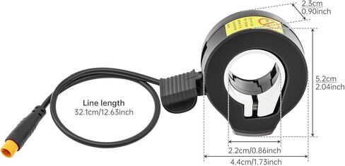 130X Thumb Throttle, Inner Diameter 9 mm 3 Pin Male Connector for Electric Bike/Scooter, 12V-72V Universal Voltage, IPX4 Waterproof, Fits 22.2mm Handlebars,Ambidextrous Design in Kuwait
