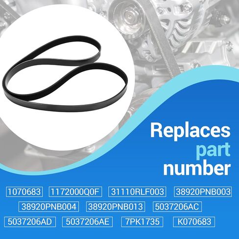 Engine Serpentine Drive Belt Fits for Honda 2002-2006 CR-V L4 2.4L Dodge 2004-2006 Ram 1500 2003-2006 Viper V10 8.3L Replaces K070683 1172000Q0F 31110RLF003 in Saudi Arabia