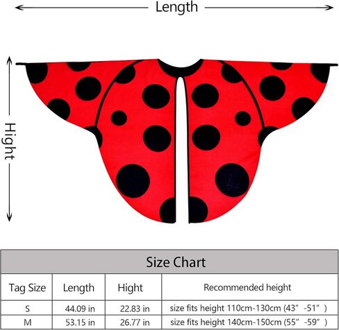 مجموعة أزياء الدعسوقة للفتيات - أجنحة، وعصابة رأس هوائي، ونظارات شمسية وقفازات بدون أصابع لحفلات الهالوين، للأعمار من 4 إلى 12 عامًا in Kuwait