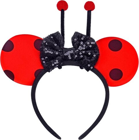 مجموعة أزياء الدعسوقة للفتيات - أجنحة، وعصابة رأس هوائي، ونظارات شمسية وقفازات بدون أصابع لحفلات الهالوين، للأعمار من 4 إلى 12 عامًا in Kuwait