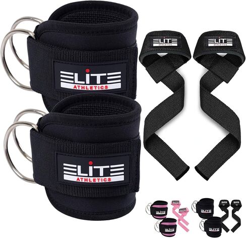 حزام الكاحل لآلة الكابلات، أساور الكاحل في صالة الألعاب الرياضية من أجل ارتداد الكابل، بالإضافة إلى أحزمة رفع المعصم لرفع الأثقال والرفع الميت وحقيبة الحمل in Kuwait