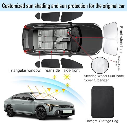 Windshield Sun Shade Car Windshield Foldable Full Windows Coverage Custom Fit for Kia K4 2025 2026 Accessories Car Window Shades Block Sun UV Rays 7PCS in Saudi Arabia