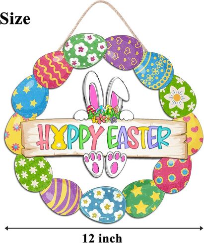 عيد الفصح الديكور اكليلا من الباب الخشبي للباب الأمامي علامة لطيف الأرنب سعيد بيض عيد الفصح باب خشبي شماعات الأرنب زهرة البيض ترحيب علامة معلقة للمنزل في الهواء الطلق داخلي جدار الربيع عيد الفصح ديكور in Kuwait