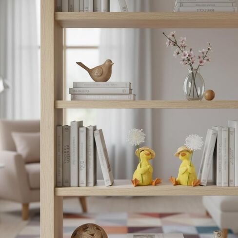 مجموعة ديكور مكتب تماثيل براكسيو - تمثال بطة مزدوج مع قبعة DIY وعقد زهور بيضاء غريبة الأطوار من الراتنج ديكور المنزل لطاولة القهوة هدية تزيين عيد الفصح in Kuwait