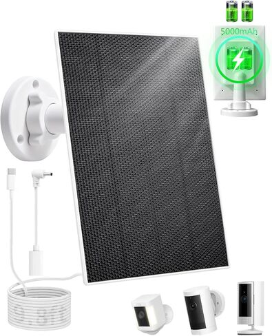 لوحة شمسية لجرس الباب الدائري، شاحن شمسي 3 وات مدمج ببطارية 5000 مللي أمبير في الساعة، الألواح الشمسية متوافقة فقط مع جرس باب الفيديو الدائري 3/4/3 بلس، جرس باب البطارية بلس/كاميرا احترافية، مع كابل بطول 9.8 قدم in Kuwait