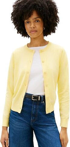 Tommy Hilfiger Women's Cotton Crew Neck Cardigan Sweater Lightweight Button Down Knit Cardigan in Saudi Arabia