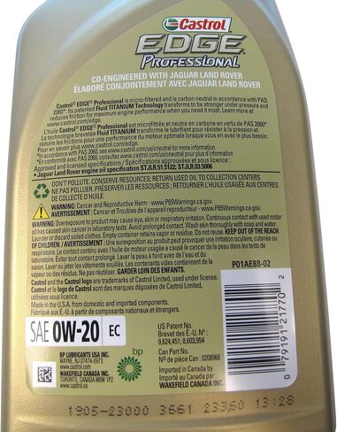Oil Change Kit With Oil Filter LR073669, Castrol Edge Pro 0W-20 Oil & Reminder Cling Compatible with Land Rover 2.0L Discovery Sport, Defender 90 & 110 L663, Range Rover Velar Turbo (Petrol), & Evoque in Kuwait