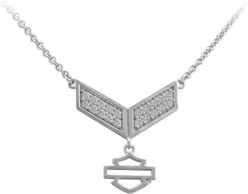 Harley-Davidson Women's Insignia Bling Bar & Shield Necklace, Sterling Silver in Saudi Arabia