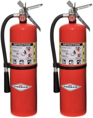 Amerex 10 رطل مخزن بالضغط ABC Dry Chemical 4A:80B:C طفاية حريق فولاذية متعددة الأغراض مع صمام ألومنيوم مؤكسد، ودعامة حائط، وخرطوم وفوهة (3 عبوات) in Kuwait