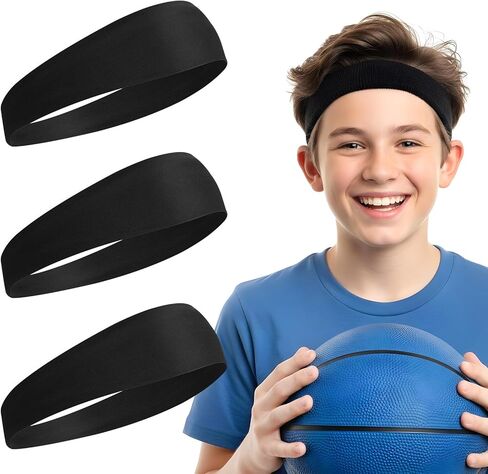Sibba 3 x Sports Sweatbands Football Headband Elastic Breathable Running Headbands Sweat Wicking Wide Headband Sweatband Athletic Sweat Band Hair Bands for Basketball, Tennis, Soccer, Cycling, Fitness in Saudi Arabia