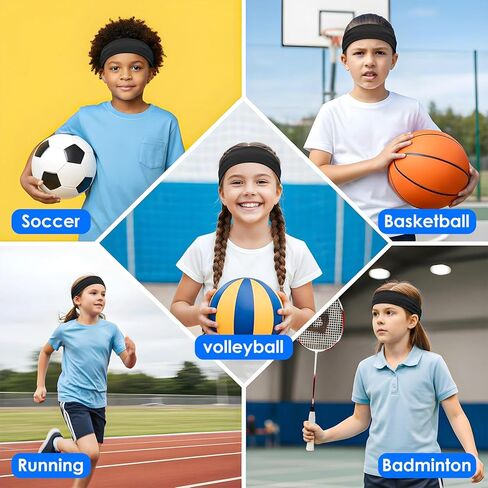 Sibba 3 x Sports Sweatbands Football Headband Elastic Breathable Running Headbands Sweat Wicking Wide Headband Sweatband Athletic Sweat Band Hair Bands for Basketball, Tennis, Soccer, Cycling, Fitness in Saudi Arabia