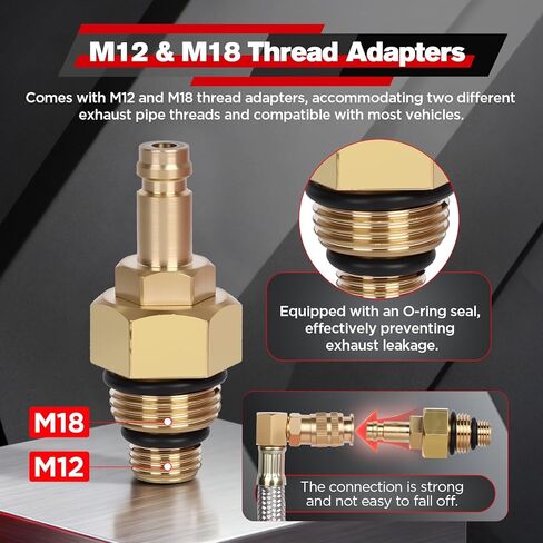 طقم اختبار الضغط الخلفي للعادم مع خرطوم من الفولاذ المقاوم للصدأ بطول 6 أقدام، مقياس ضغط خلفي احترافي لعادم السيارات الديزل مع موصل سريع، محولات M12 وM18، للشاحنات وسيارات الدفع الرباعي والشاحنات وما إلى ذلك. in Kuwait
