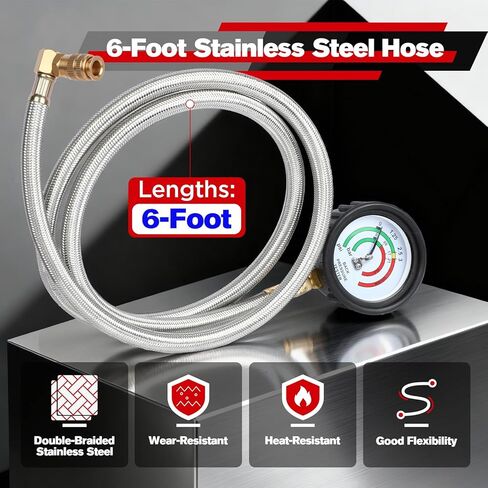 طقم اختبار الضغط الخلفي للعادم مع خرطوم من الفولاذ المقاوم للصدأ بطول 6 أقدام، مقياس ضغط خلفي احترافي لعادم السيارات الديزل مع موصل سريع، محولات M12 وM18، للشاحنات وسيارات الدفع الرباعي والشاحنات وما إلى ذلك. in Kuwait