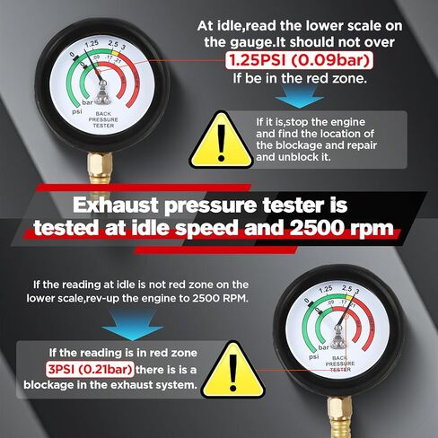 طقم اختبار الضغط الخلفي للعادم مع خرطوم من الفولاذ المقاوم للصدأ بطول 6 أقدام، مقياس ضغط خلفي احترافي لعادم السيارات الديزل مع موصل سريع، محولات M12 وM18، للشاحنات وسيارات الدفع الرباعي والشاحنات وما إلى ذلك. in Kuwait
