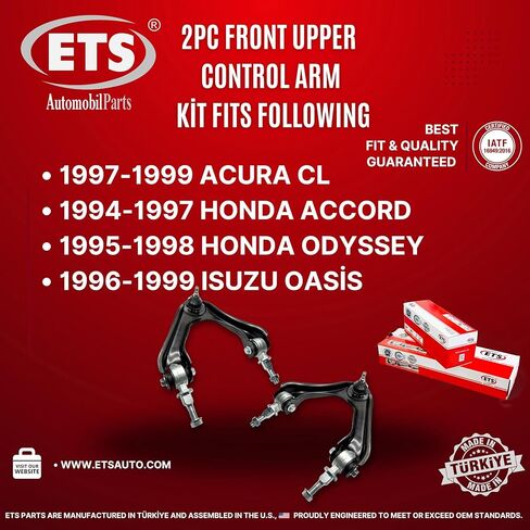 ETS 2 قطعة ذراع التحكم العلوي الأيسر والأيمن ومجموعة تجميع وصلة كروية K90446 K90447 تناسب Honda Accord 1994-1997، Odyssey 1995-1998، Acura CL 1997-1999، Isuzu Oasis 1996-1999 in Kuwait