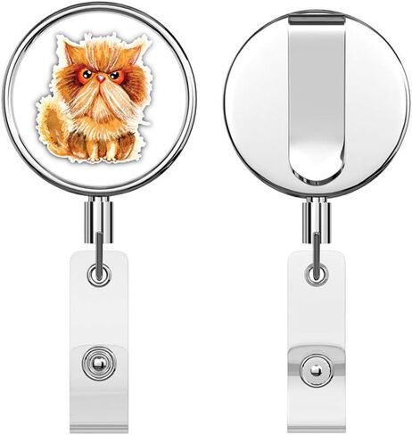 Watercolor Cat Round ID Badge Key Card Tag Holder Badge Retractable Reel Badge Holder with Belt Clip in Saudi Arabia