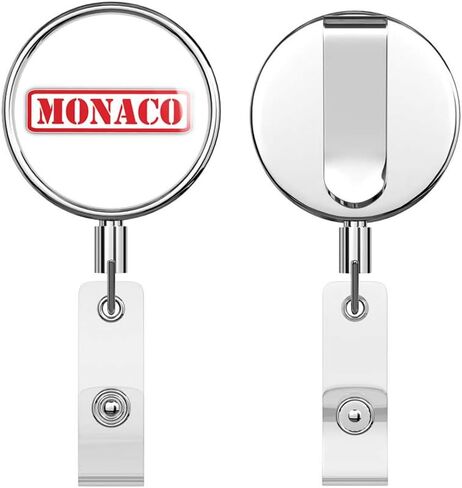 Monaco Stamp Round ID Badge Key Card Tag Holder Badge Retractable Reel Badge Holder with Belt Clip in Saudi Arabia
