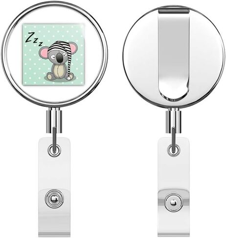 Sleeping Koala Round ID Badge Key Card Tag Holder Badge Retractable Reel Badge Holder with Belt Clip in Saudi Arabia