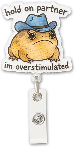 Funny Nurse Badge Reel – Cute Cowboy Rain Frog Glitter Badge Holder, Retractable ID Reel with Alligator Clip for Nurse, Medical Assistant, RN, LPN, Pediatric & Office Staff in Saudi Arabia