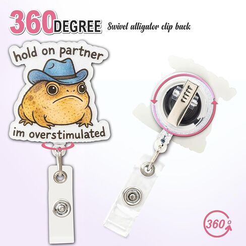 Funny Nurse Badge Reel – Cute Cowboy Rain Frog Glitter Badge Holder, Retractable ID Reel with Alligator Clip for Nurse, Medical Assistant, RN, LPN, Pediatric & Office Staff in Saudi Arabia