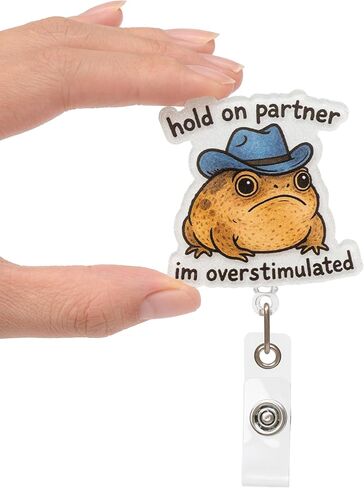 Funny Nurse Badge Reel – Cute Cowboy Rain Frog Glitter Badge Holder, Retractable ID Reel with Alligator Clip for Nurse, Medical Assistant, RN, LPN, Pediatric & Office Staff in Saudi Arabia