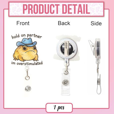 Funny Nurse Badge Reel – Cute Cowboy Rain Frog Glitter Badge Holder, Retractable ID Reel with Alligator Clip for Nurse, Medical Assistant, RN, LPN, Pediatric & Office Staff in Saudi Arabia