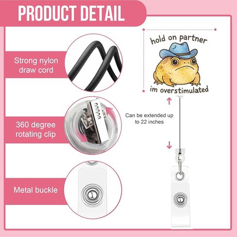 Funny Nurse Badge Reel – Cute Cowboy Rain Frog Glitter Badge Holder, Retractable ID Reel with Alligator Clip for Nurse, Medical Assistant, RN, LPN, Pediatric & Office Staff in Saudi Arabia