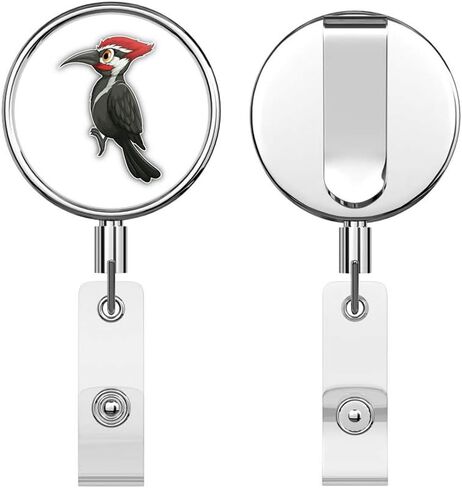 Cute Woodpecker Round ID Badge Key Card Tag Holder Badge Retractable Reel Badge Holder with Belt Clip in Saudi Arabia