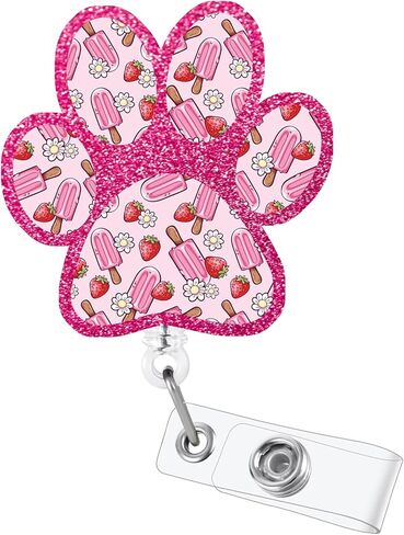 Pink Butterfly Retractable Badge Reel, Funny Glitter ID Clip Name Tag Card Gift for Office Worker Doctor Nurse Teacher Employee Alligator Clip in Saudi Arabia