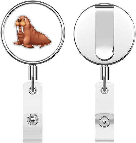 Glossy Walrus Round ID Badge Key Card Tag Holder Badge Retractable Reel Badge Holder with Belt Clip in Saudi Arabia