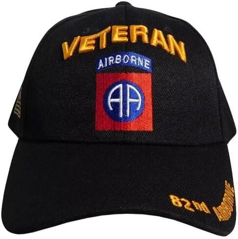 Trade Winds U.S. Army 82ND Airborne Veteran Insignia Black Embroidered HAT Cap Licensed in Saudi Arabia