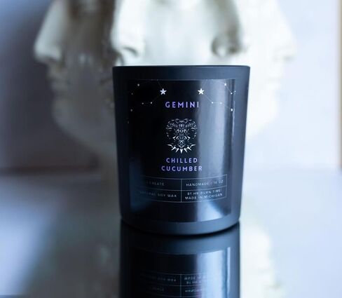Gemini Zodiac Candle, Natural Soy, Wooden Wick, Crystal Infused, 10oz in Saudi Arabia